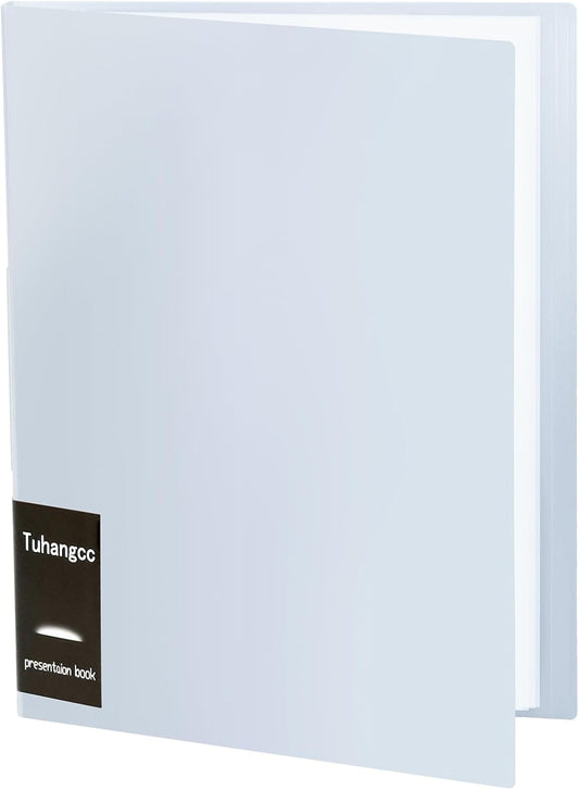 Tuhangcc Binder with Plastic Sleeves 8.5x11 20-Pocket - Heavy Duty Art Portfolio Folder with Clear Sheet Protectors,Displays 40Pages, Presentation Book,Document Organizer(Light Grey)