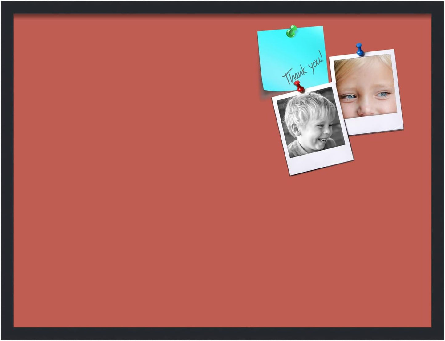 PinPix 32x24 Inch Cork Bulletin Board. This Decorative Framed Pin Board Comes with Crimson Pastel Design and a Satin Black Frame. Ideal for Home Office Decor or Message Board (PinPix-1807)