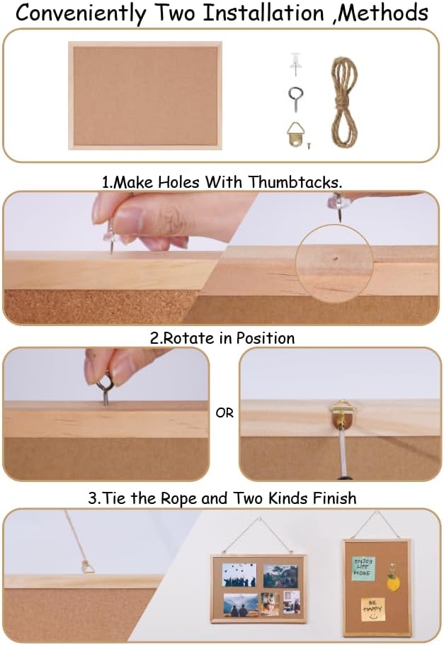 Cork Board Bulletin Board,11x15 Cork Board for Office with Pin Oak Wood Boards,Hanging Corkboards for Office Home School Message Board or Vision Board Decoration.