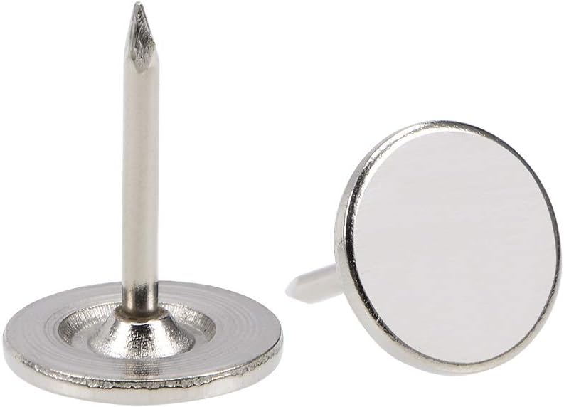 uxcell Upholstery Nails Tacks 11mmx15mm Flat Head Furniture Nails Pins Silver Tone for Furniture Sofa Headboards, 50 Pcs
