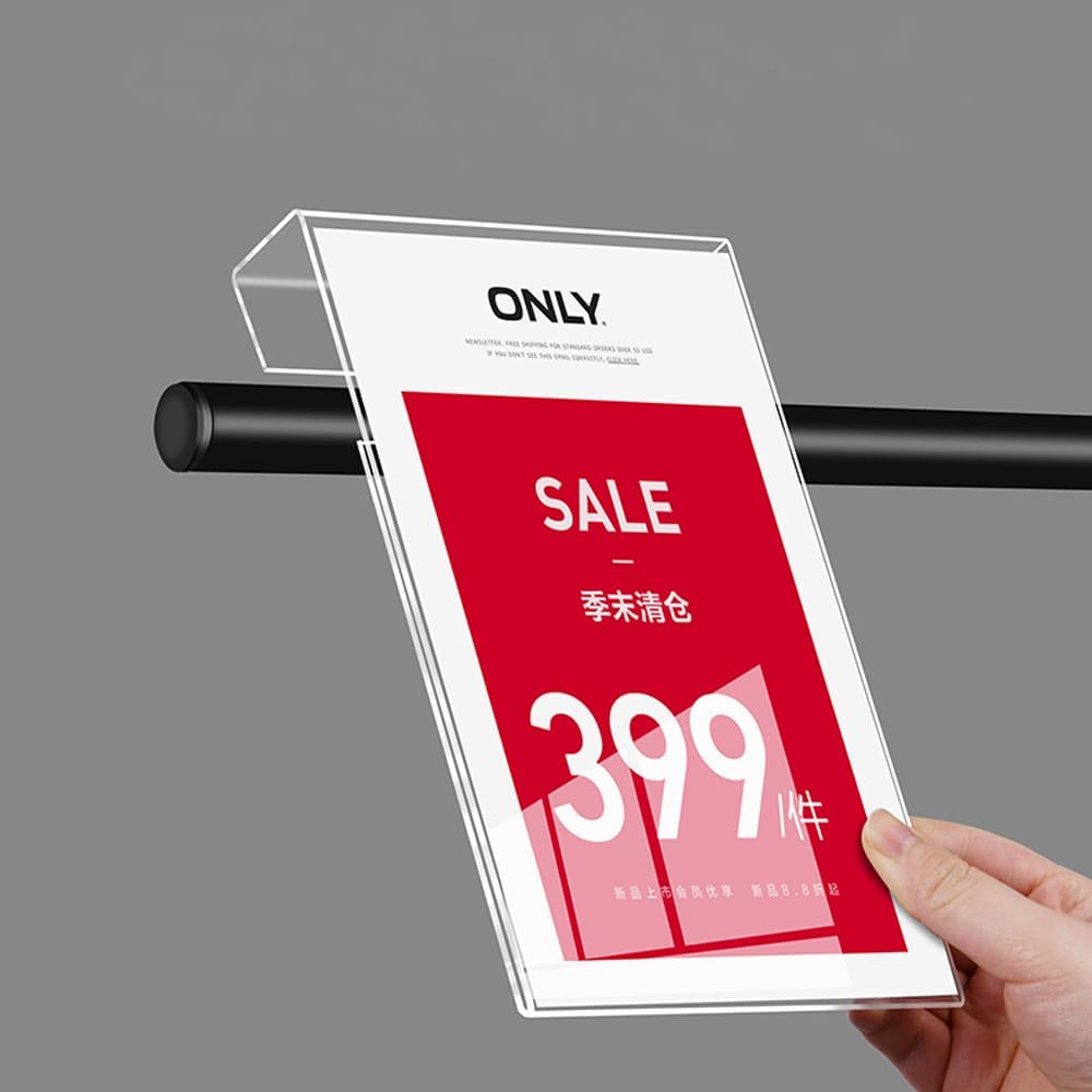 Acrylic Sign Holder Price Tag Displays Sign Holder Ads Display Stand for Retail Store Clothing Price (Vertical A5 148×210mm/ 5.83×8.27 inches)