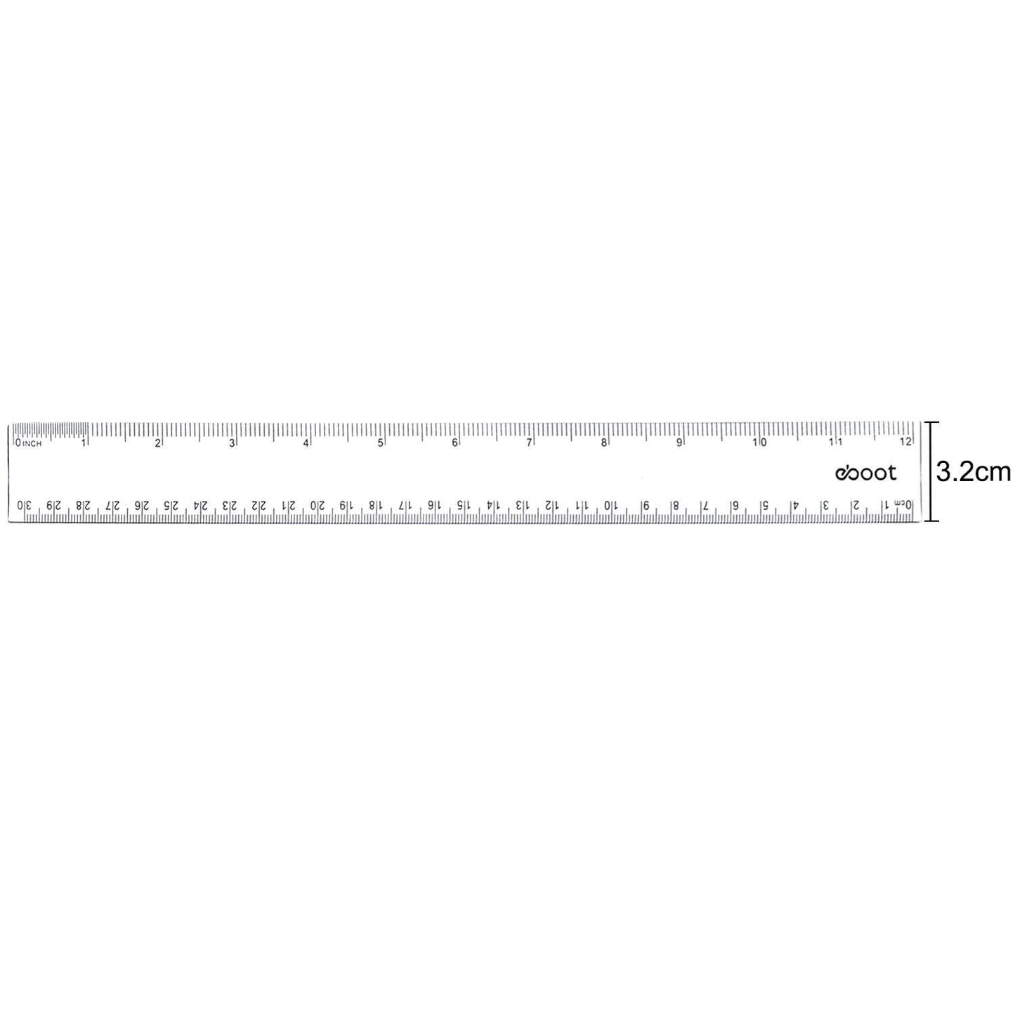 Eboot 2 Pack Clear Plastic Ruler 12 Inches Straight Ruler Plastic Measuring Tool for Student School Office