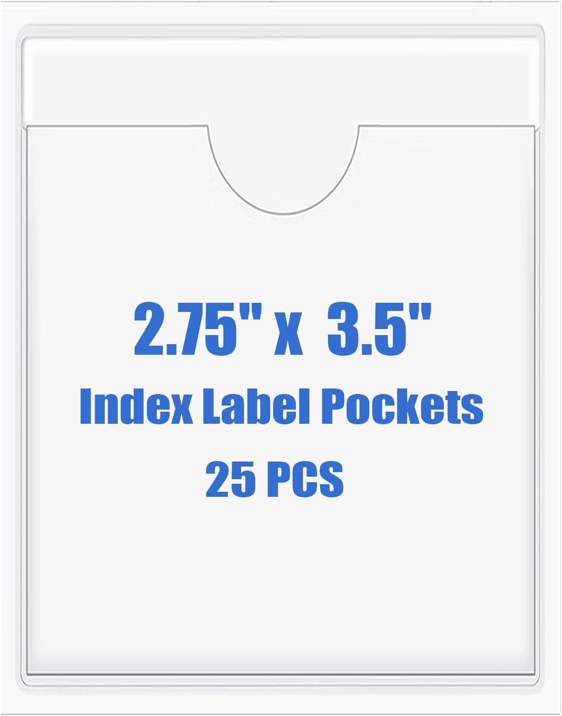 Origin-Joy 25 PCS Self-Adhesive Index Label Pockets, Clear Plastic Peel & Stick Card Holders with Top Open for Loading (2.75 x 3.5 inch)