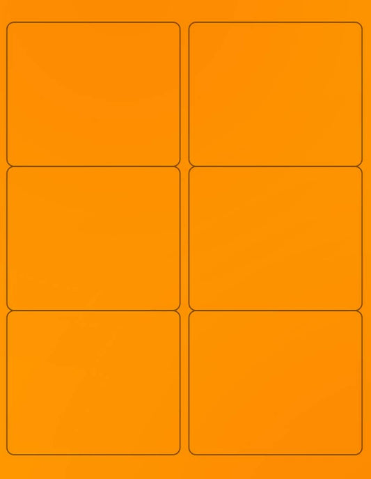NextDayLabels - 8-1/2 x 11 Neon Color High Light Fluorescent Labels for Laser & Inkjet Printer (Orange Fluorescent, 4" x 3-1/3" - 6 Per Page | 300 Labels)