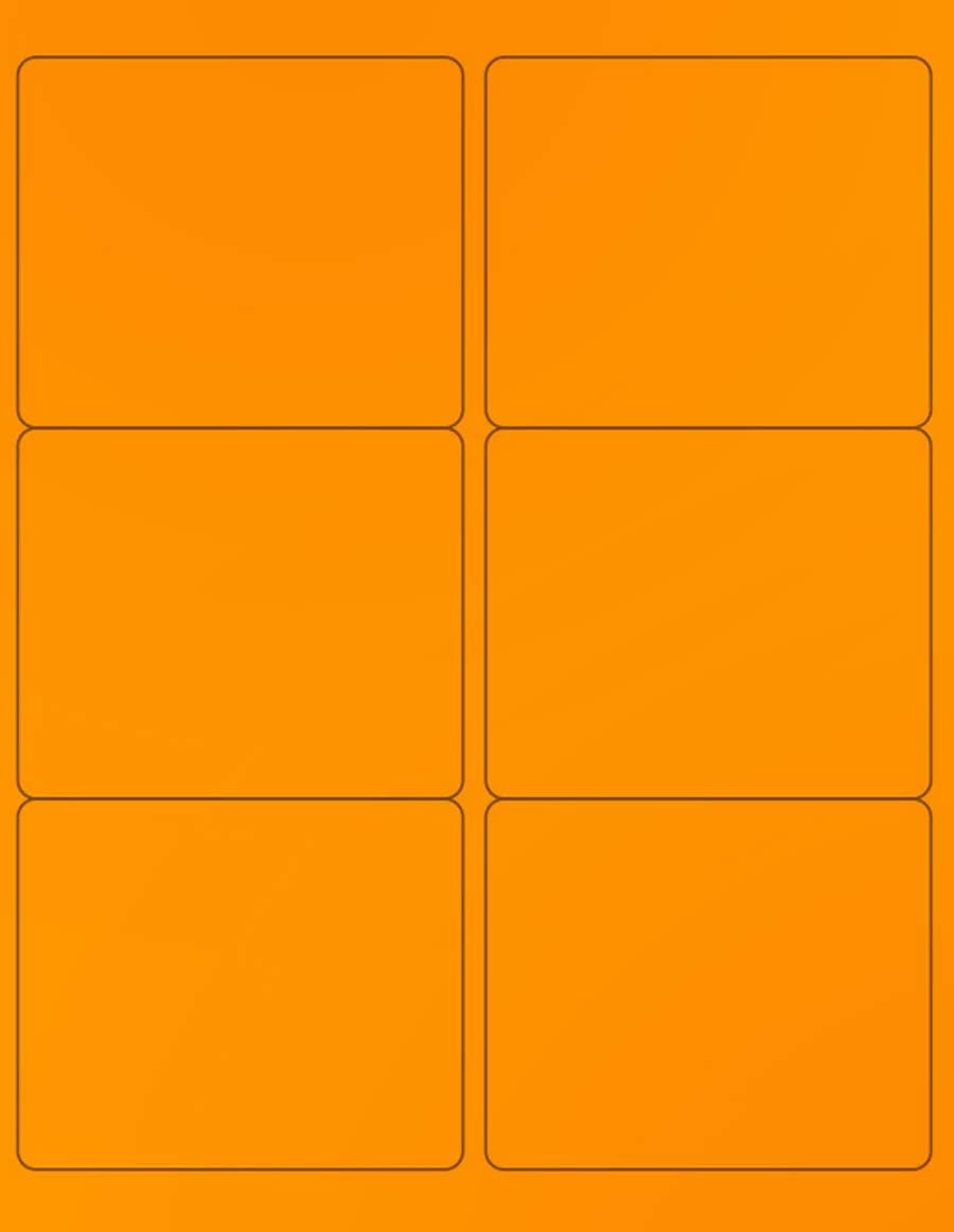 NextDayLabels - 8-1/2 x 11 Neon Color High Light Fluorescent Labels for Laser & Inkjet Printer (Orange Fluorescent, 4" x 3-1/3" - 6 Per Page | 600 Labels)