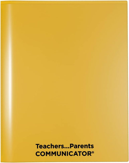 Nicky's Folder® English Communicator, Parent-Teacher Folder, Patented Tear-Resistant, Flexible Plastic, 2 Inside Pockets, 2 Exterior Sleeves, Letter Size Paper, Single Color (24 Pack) (Yellow)