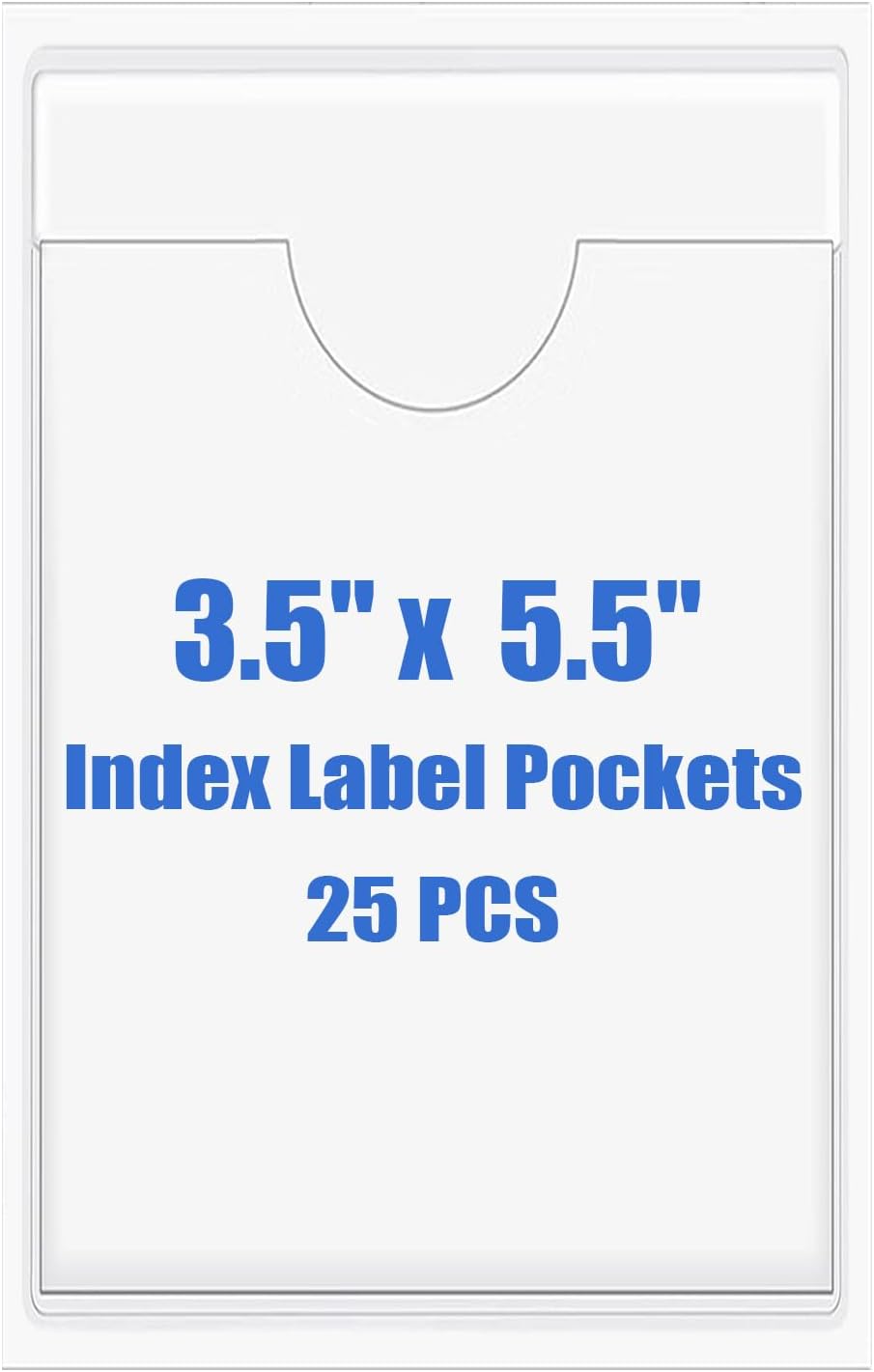 Origin-Joy 25 PCS Self-Adhesive Index Label Pockets, Clear Plastic Peel & Stick Card Holders with Top Open for Loading (3.5 x 5.5 inch)