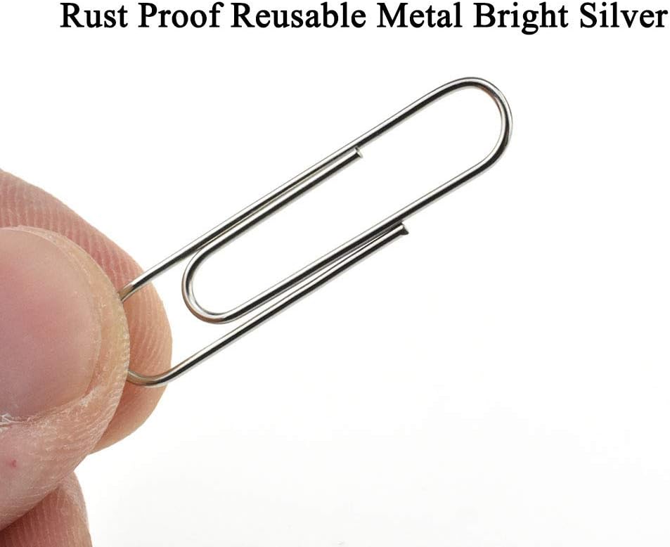 HAHIYO Paper Clips Sturdy 1.3”(33mm) Length 280 Pack Paperclips Heavy Duty Tight Grip Rust Proof Reusable Metal Bright Silver for Home Office School
