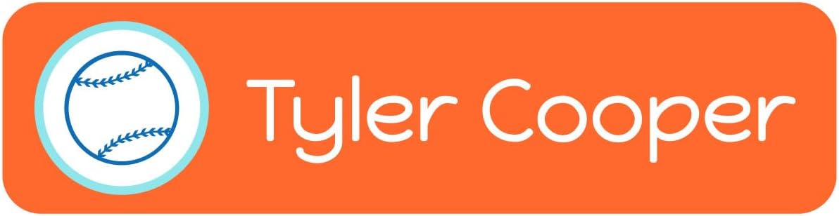 Name Bubbles - Custom Small Rectangle Name Labels for Kids (64 Labels) - Personalized Waterproof Name Stickers for Daycare, Lunch Boxes, Water Bottles, Shoes, School Supplies, & Camp (Baseball)