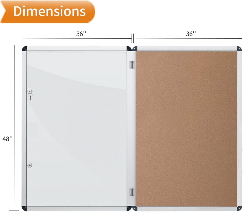 VIZ-PRO Tamperproof Lockable Cork Noticeboard Class 1 Aluminium Framed 48x36 Inches