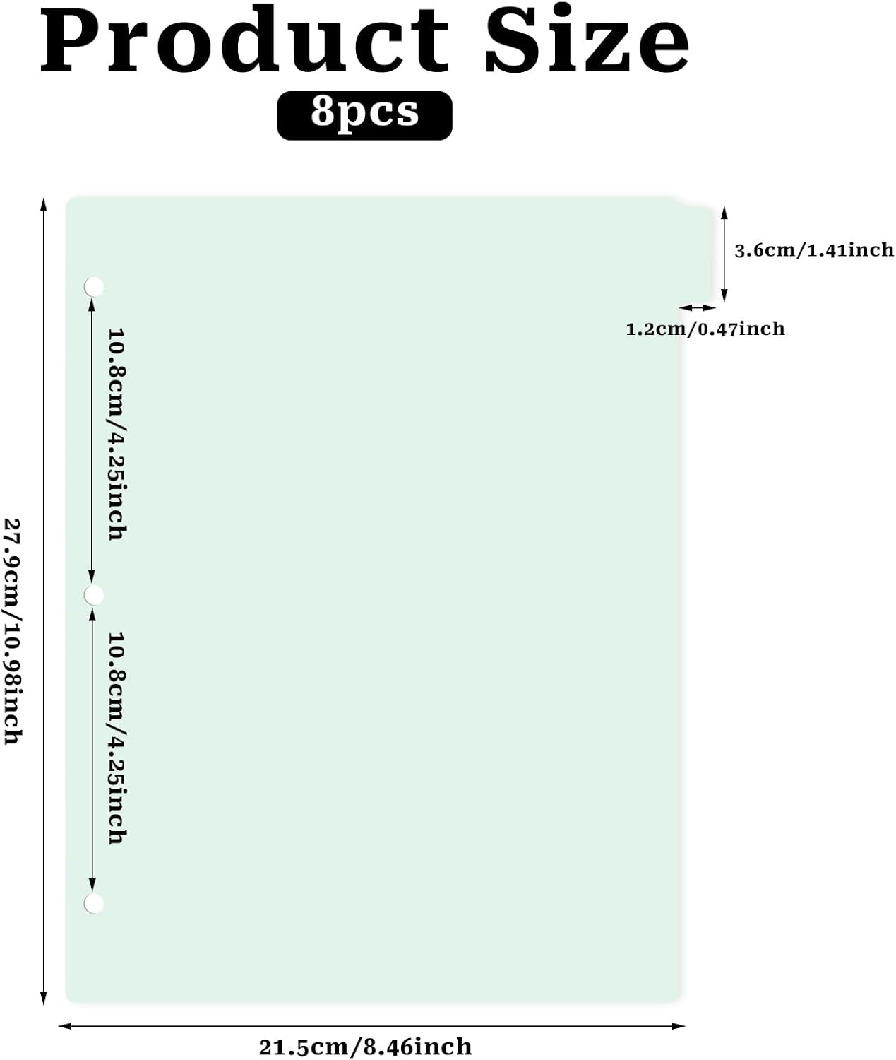 3 Ring Green Binder Dividers with 8-Tabs, A4 Binder Dividers, Sturdy Plastic Divider, Suitable for Notebooks and Binders, Tabs for Binder, 3 Hole Punch (Green,A4)