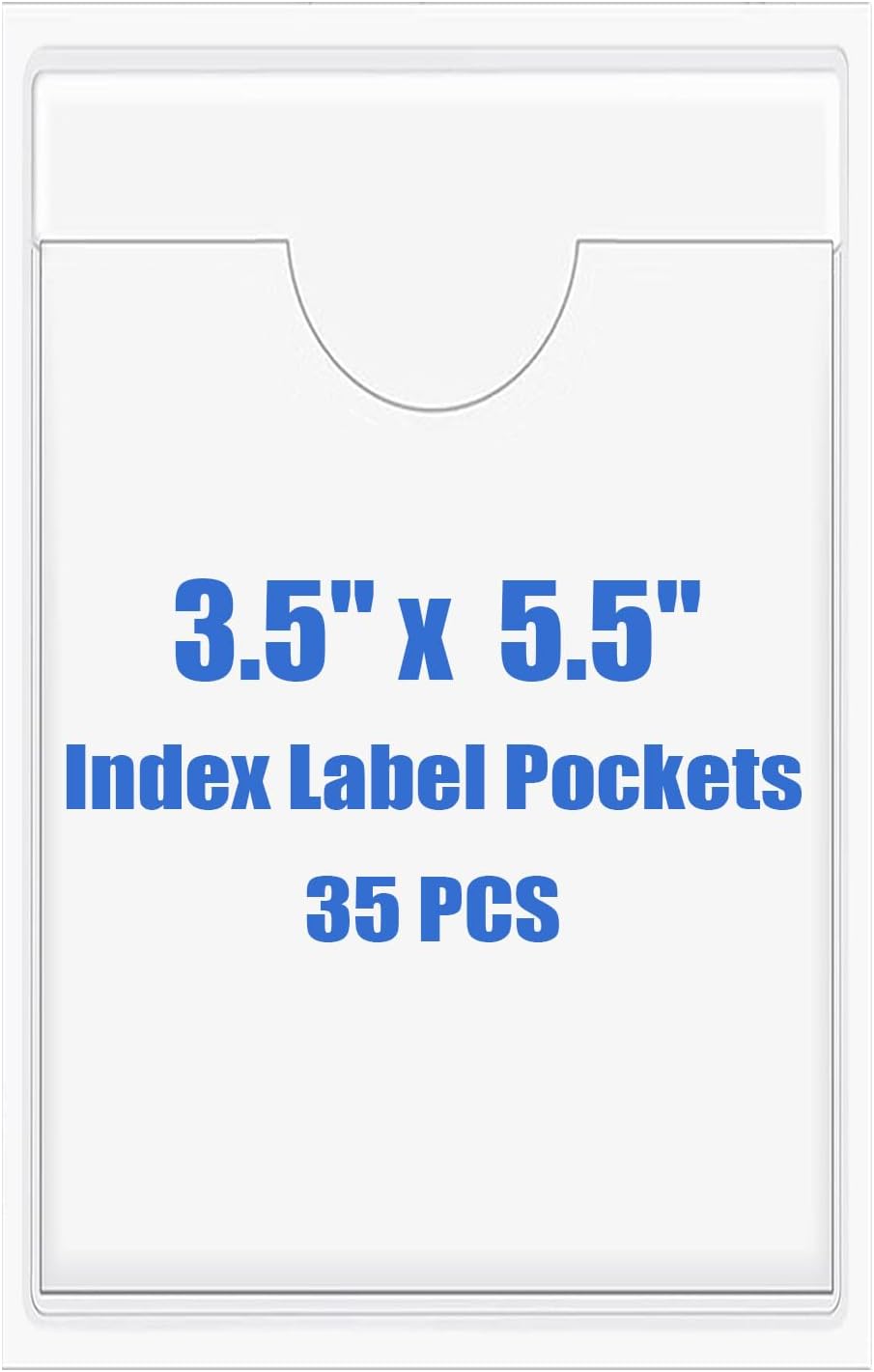 Origin-Joy 35 PCS Self Adhesive Index Card Pockets with Top Open, Clear Plastic Label Holder for Cards of Note, Library and Business, Adhesive Label Pockets & Card Holder (3.5 x 5.5 inch)