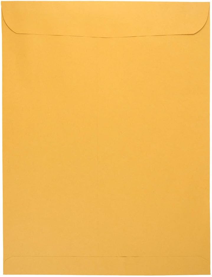 JAM PAPER 11 1/2 x 14 1/2 Open End Catalog Commercial Envelopes - Brown Kraft Manila - Bulk 500/Box