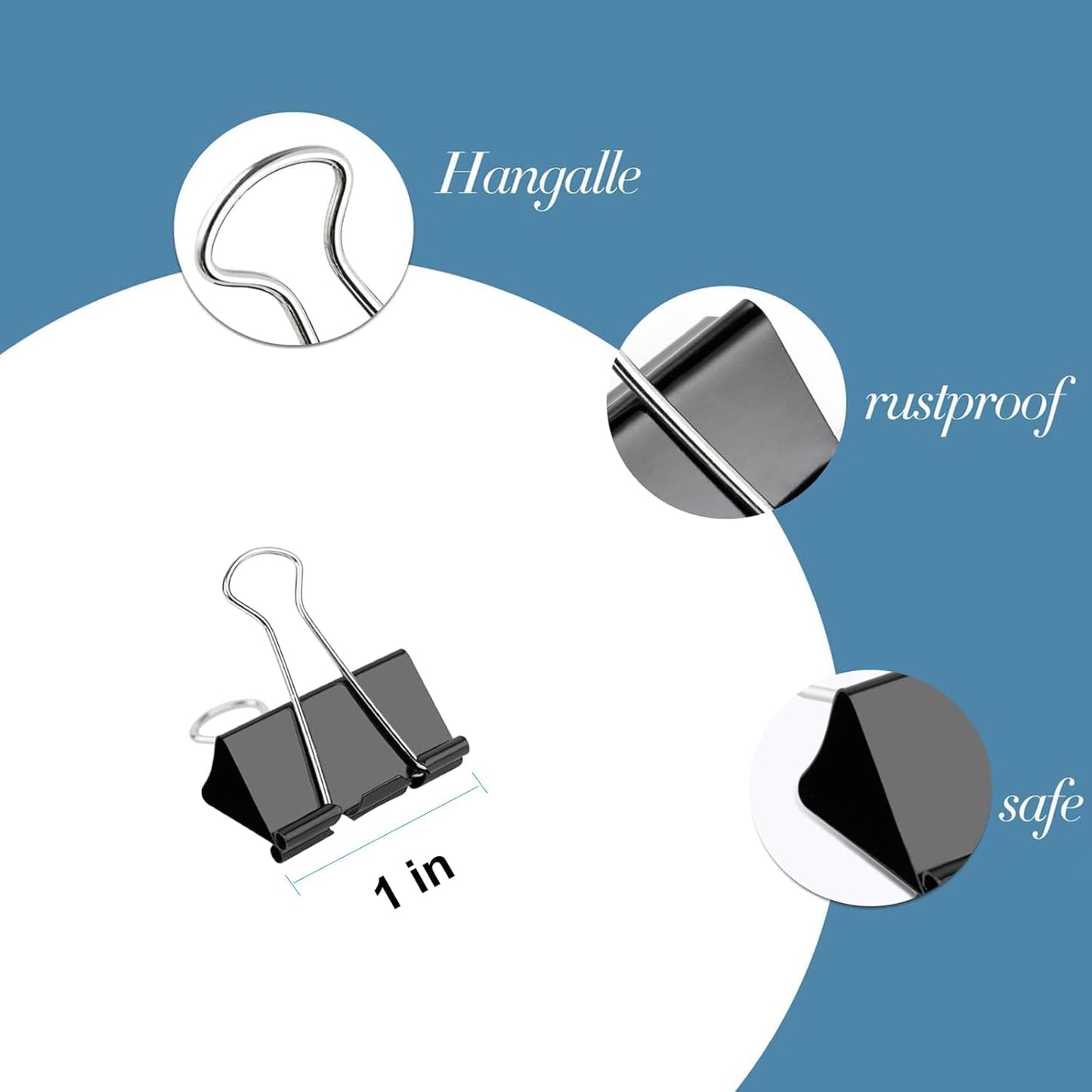 Ufmarine Small Binder Clips 1 Inch Length for Office (64 Pcs)