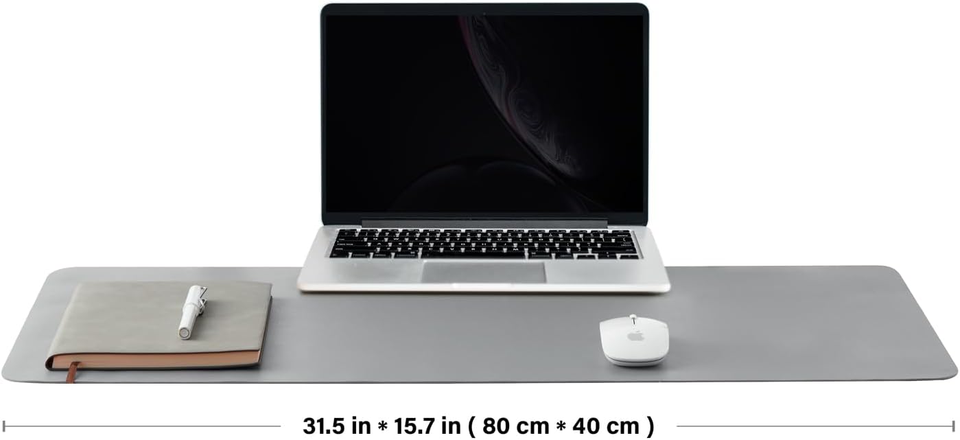 Cork Desk Mat - Dual-Sided Desk Pad for Office and Home - Desk Organization and Accessories - Ideal for Large Mouse Pad and Desk Mats on Top of Desks(Gray,80cmx 40cm)