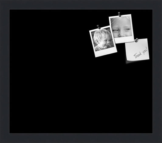 PinPix 15x13 Inch Cork Bulletin Board. This Decorative Framed Pin Board Comes with Solid Black Design and a Satin Black Frame. Ideal for Home Office Decor or Message Board (PinPix-622)