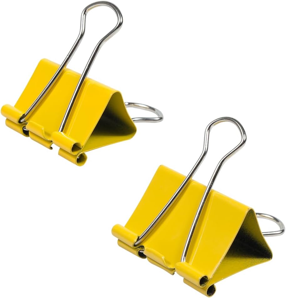 JAM PAPER Colorful Binder Clips Assortment - Medium & Large Size - Yellow Binderclips - 27 Clips/Pack