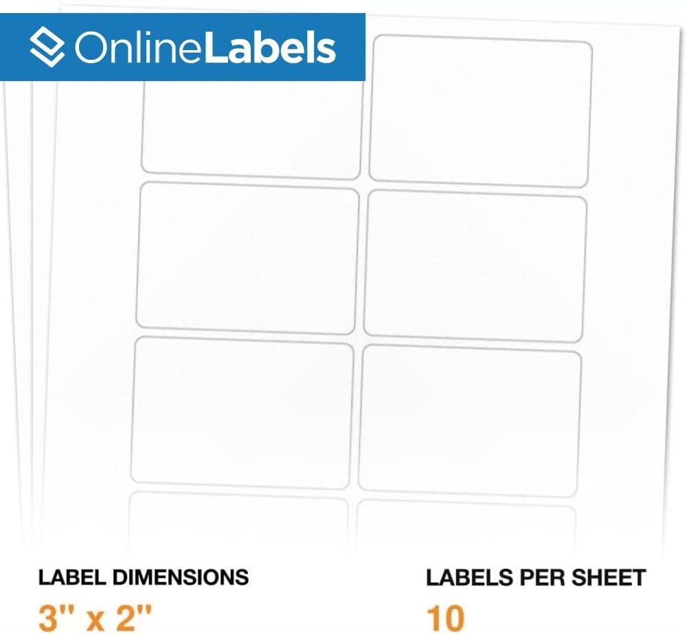 3 x 2 Rectangle Labels - Permanent, White Matte - Wax Melt, Soap, Address Labels - Pack of 5,000 Labels, 500 Sheets - Inkjet/Laser Printers - Online Labels