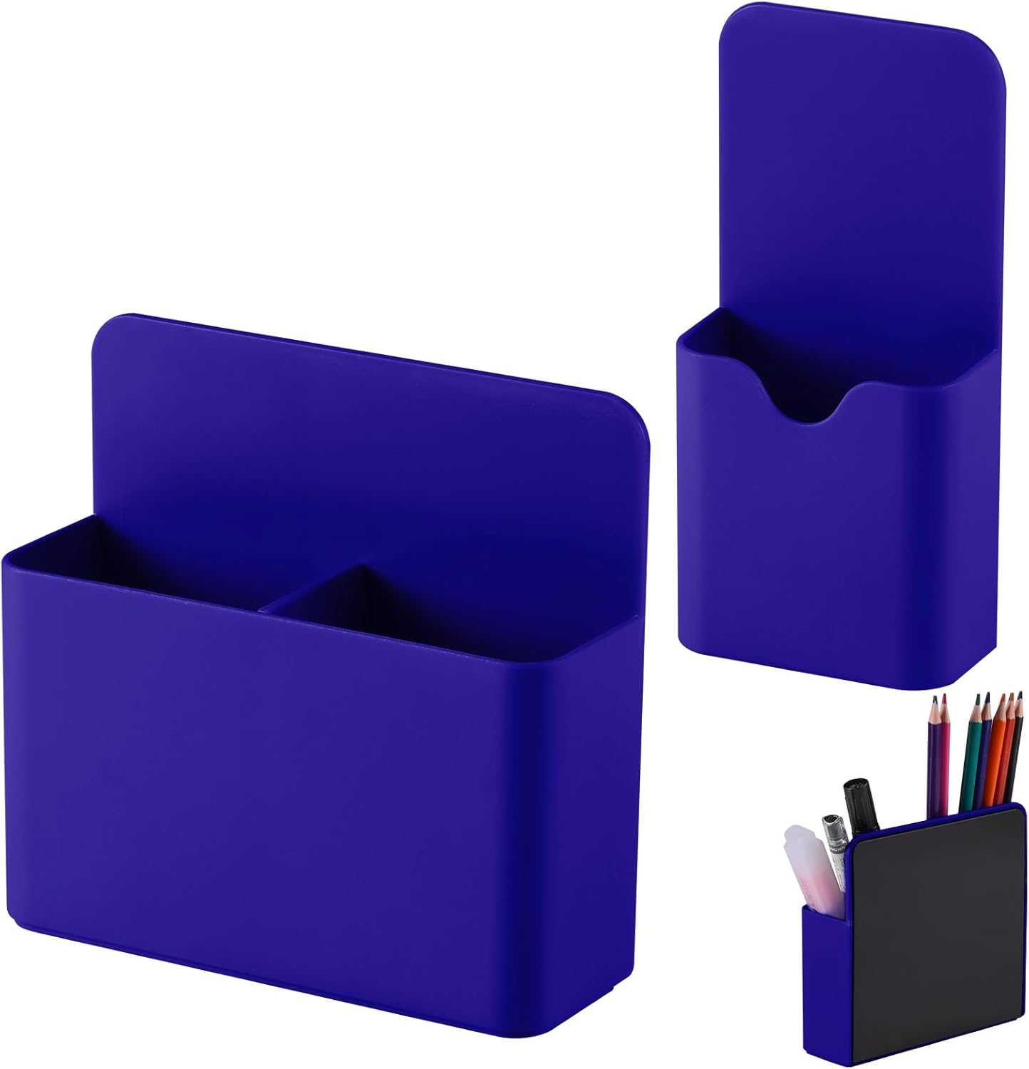 Magnetic Pen Holder,2 Pack Magnetic Dry Erase Marker Holder with Generous Compartments,Strong Magnet Storage Marker Pen Pencil Organizer for Refrigerator,Whiteboard,Locker Accessories