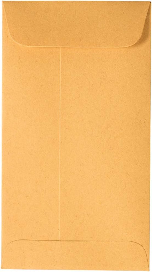 JAM PAPER #6 Coin Business Envelopes with Peel and Seal Closure - 3 3/8 x 6 - Brown Kraft Manila - Bulk 250/Box