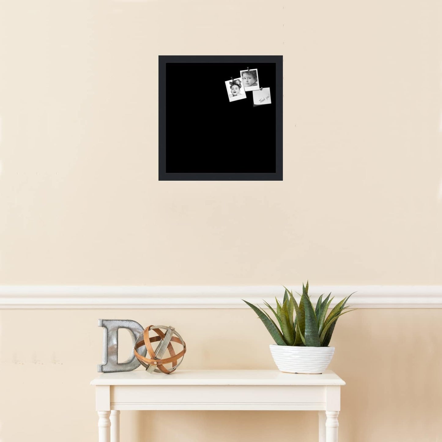 PinPix 15x15 Inch Cork Bulletin Board. This Decorative Framed Pin Board Comes with Solid Black Design and a Satin Black Frame. Ideal for Home Office Decor or Message Board (PinPix-622)