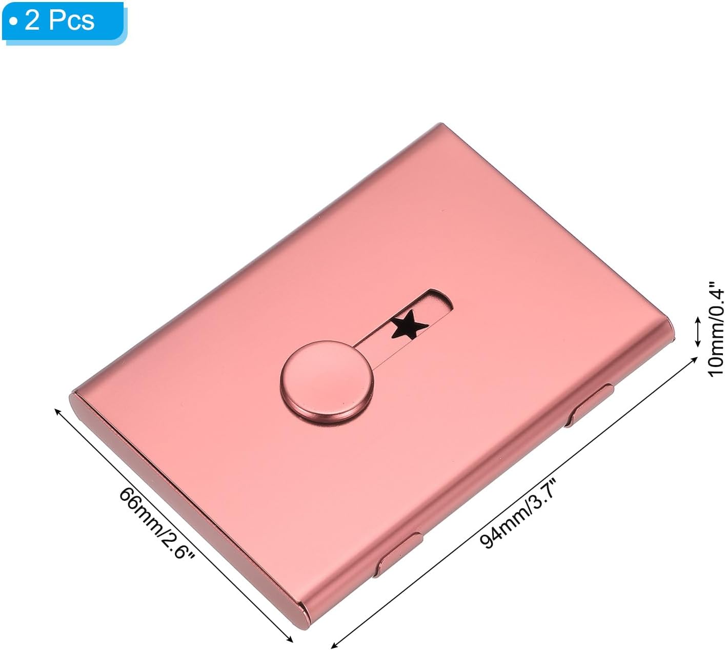 PATIKIL 2 Pcs Business Card Holder, Thumb Drive Business Card Holder Portable Business Card Holders Alloy Slide Out Card Case for Business Meeting, Rose Gold