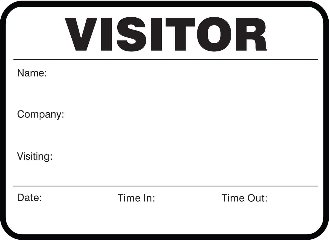 Standard Visitor Badges in Books, Visitor Sign-in Books with Large Badges 3-1/2” x 2-1/2”, 400/Book (Black)