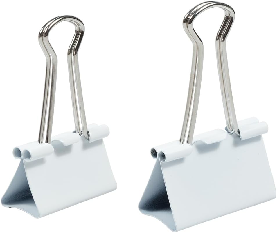 JAM PAPER Colorful Binder Clips Assortment - Medium & Large Size - White Binderclips - 27 Clips/Pack