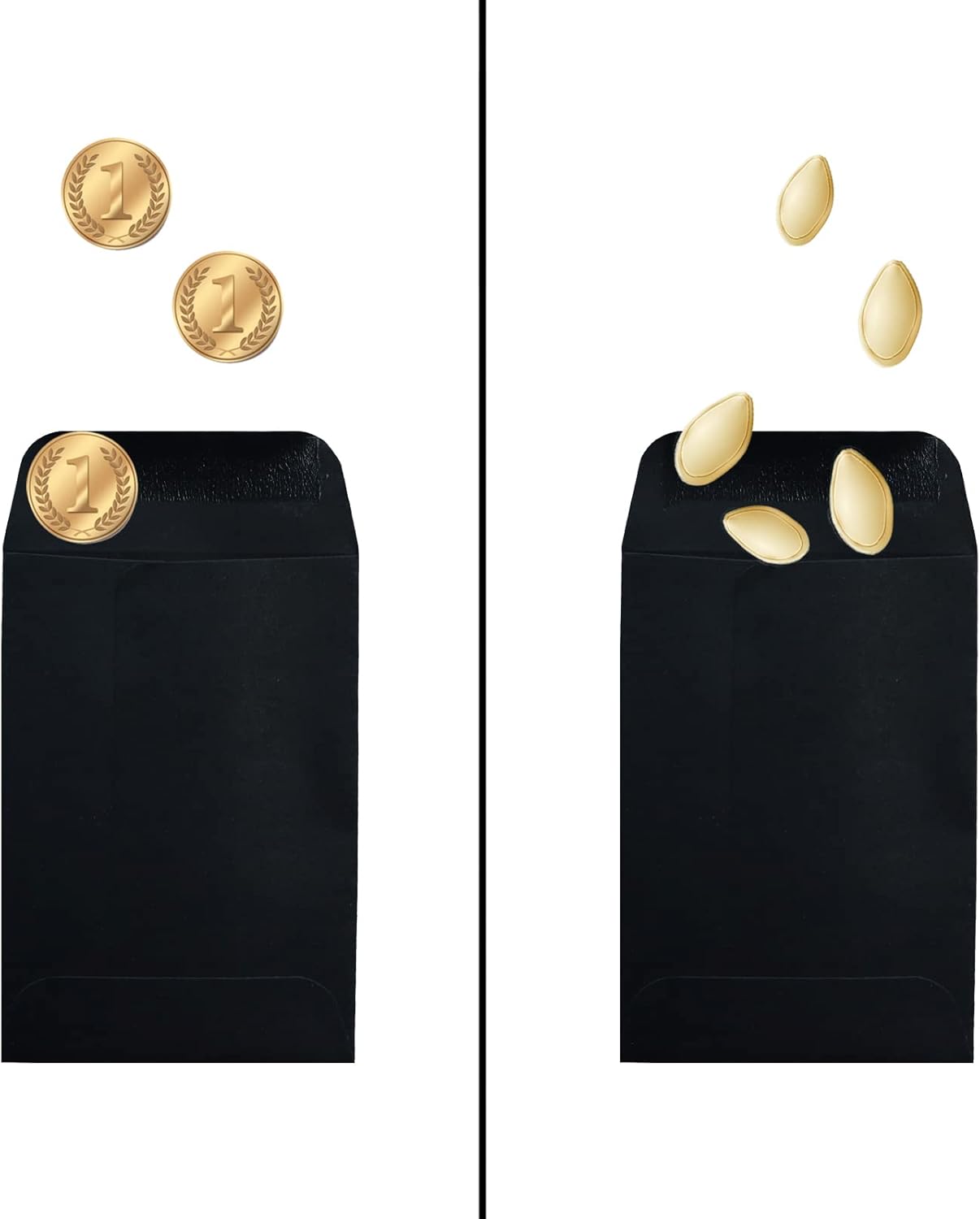 200 Pack #7 Black coin envelope 3.5 x 6.5 inches Kraft Envelopes Classic Small Parts Envelopes with Self Adhesive Gummed Flap for Coins Cash Credit Cards Seeds