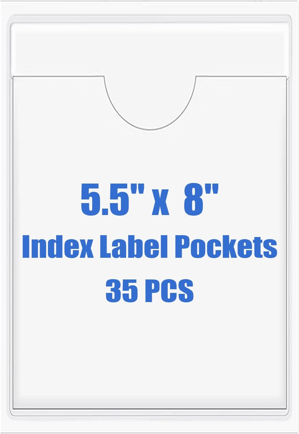 Origin-Joy 35 PCS Self Adhesive Index Card Pockets with Top Open, Clear Plastic Label Holder for Cards of Note, Library and Business, Adhesive Label Pockets & Card Holder (5.5 x 8 inch)