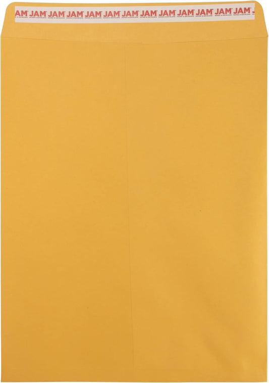 JAM PAPER 12 x 15 1/2 Open End Catalog Envelopes with Peel and Seal Closure - Brown Kraft - Bulk 500/Box