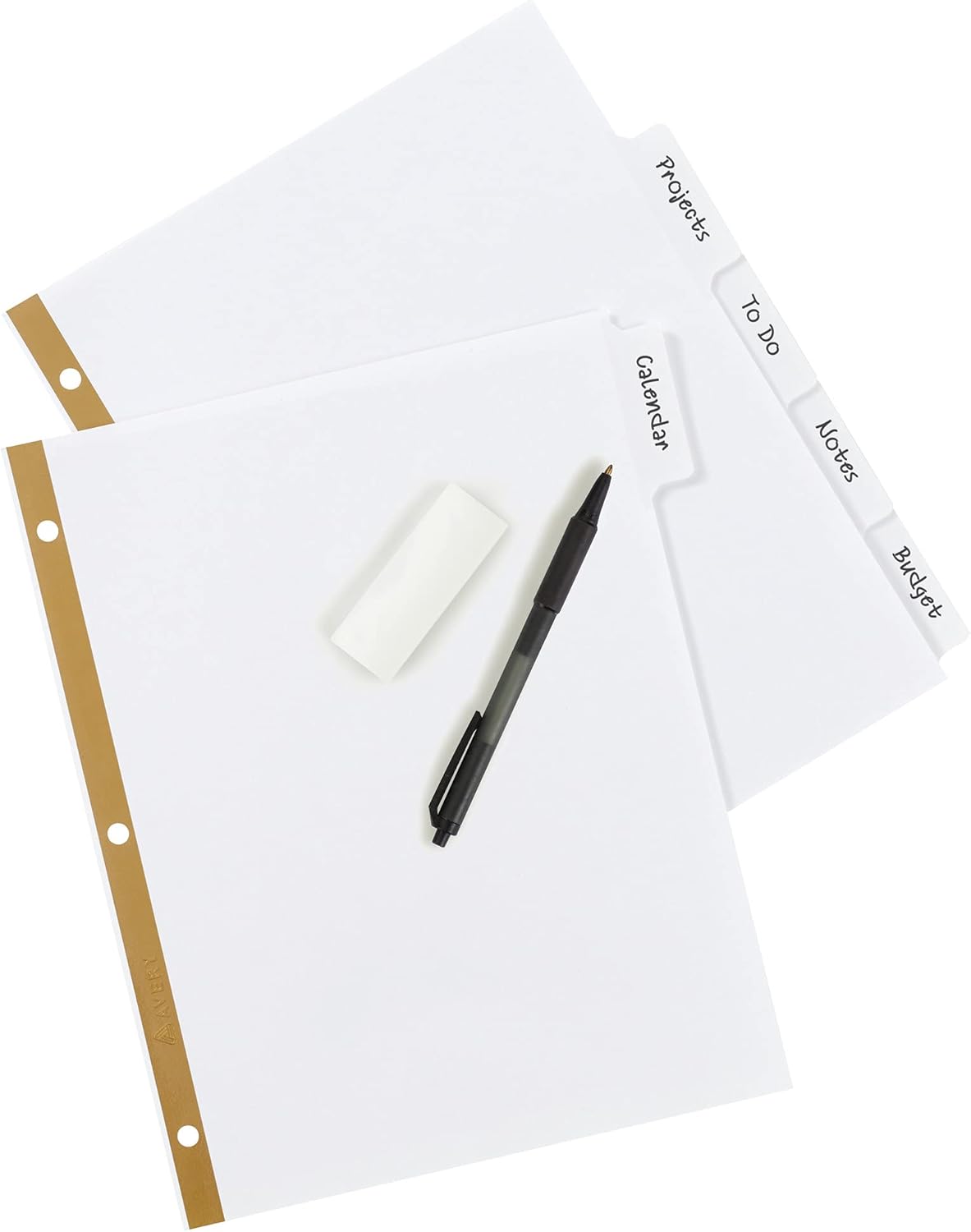 Avery Write & Erase Big Tab Paper Dividers for 3 Ring Binder, White, 5 Tab Set, 10 Packs, 10 Sets Total (23075)