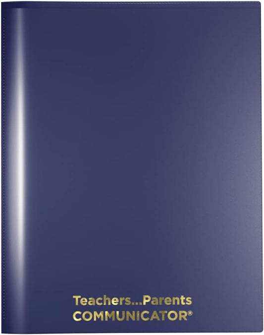 Nicky's Folder® English Communicator, Parent-Teacher Folder, Patented Tear-Resistant, Flexible Plastic, 2 Inside Pockets, 2 Exterior Sleeves, Letter Size Paper, Single Color (24 Pack) (Navy Blue)