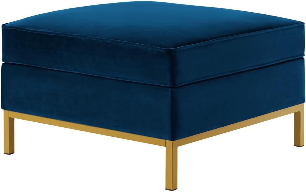24KF Large Square Couch Ottoman, Velvet Ottoman with Padded Cushion, Large Foot Rest for Living Room - Navy