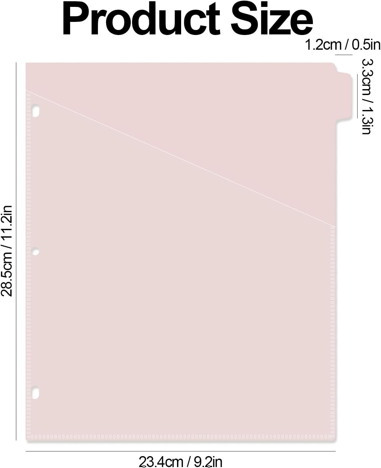 8 tab dividers for 3 Ring Binder with Pockets, Plastic Dividers with Clear Front Pocket, 8-tab Index Dividers with 3 Holes Punched for School & Office Supplies (Pink, 8 Tabs)