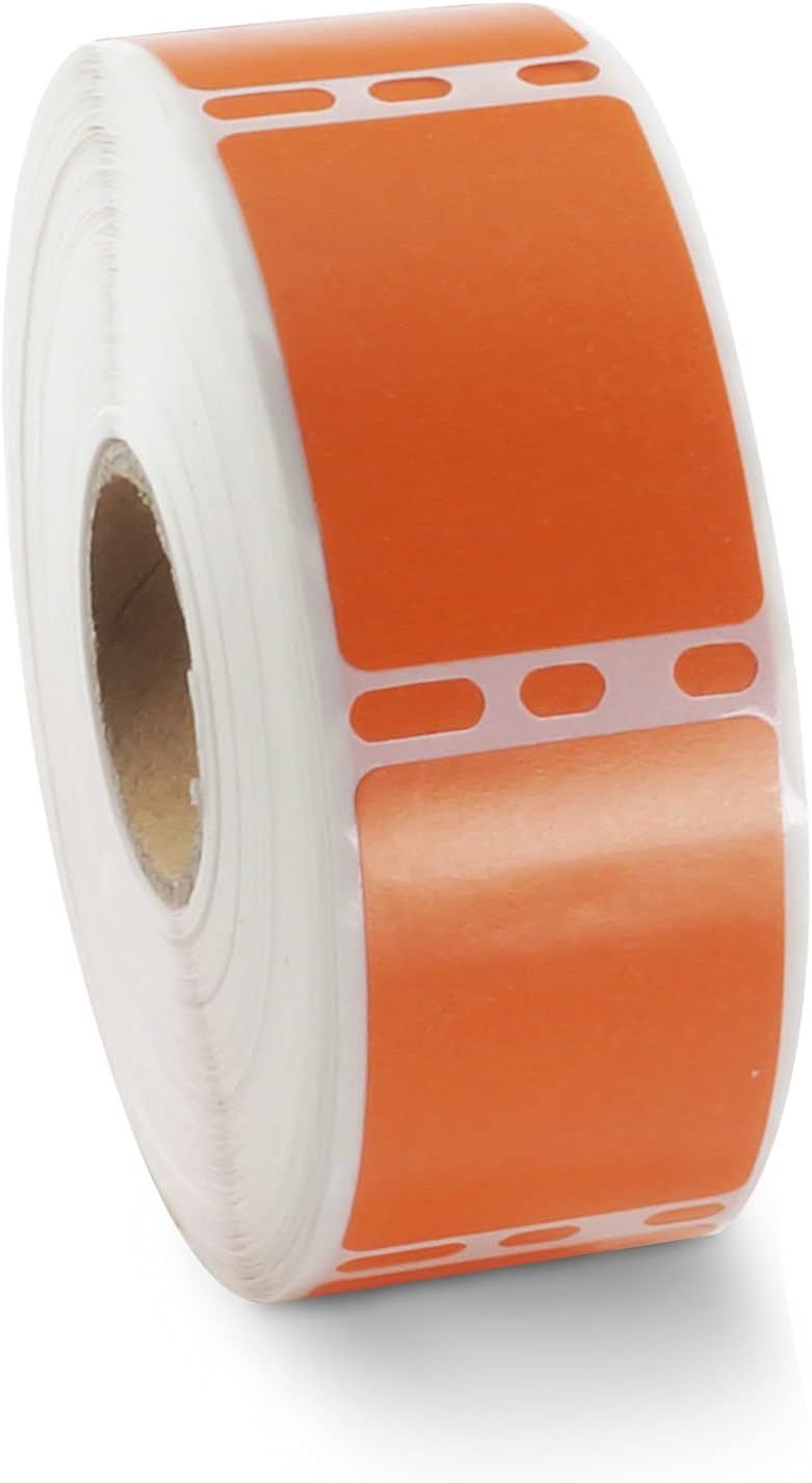 BETCKEY Colored Labels Compatible with Dymo 30347 (1" x 1-1/2") Book Spine Lables, Compatible for Dymo LabelWriter Thermal 450, 4XL & Zebra Desktop Printers [1 Roll, 750 Labels, Orange]