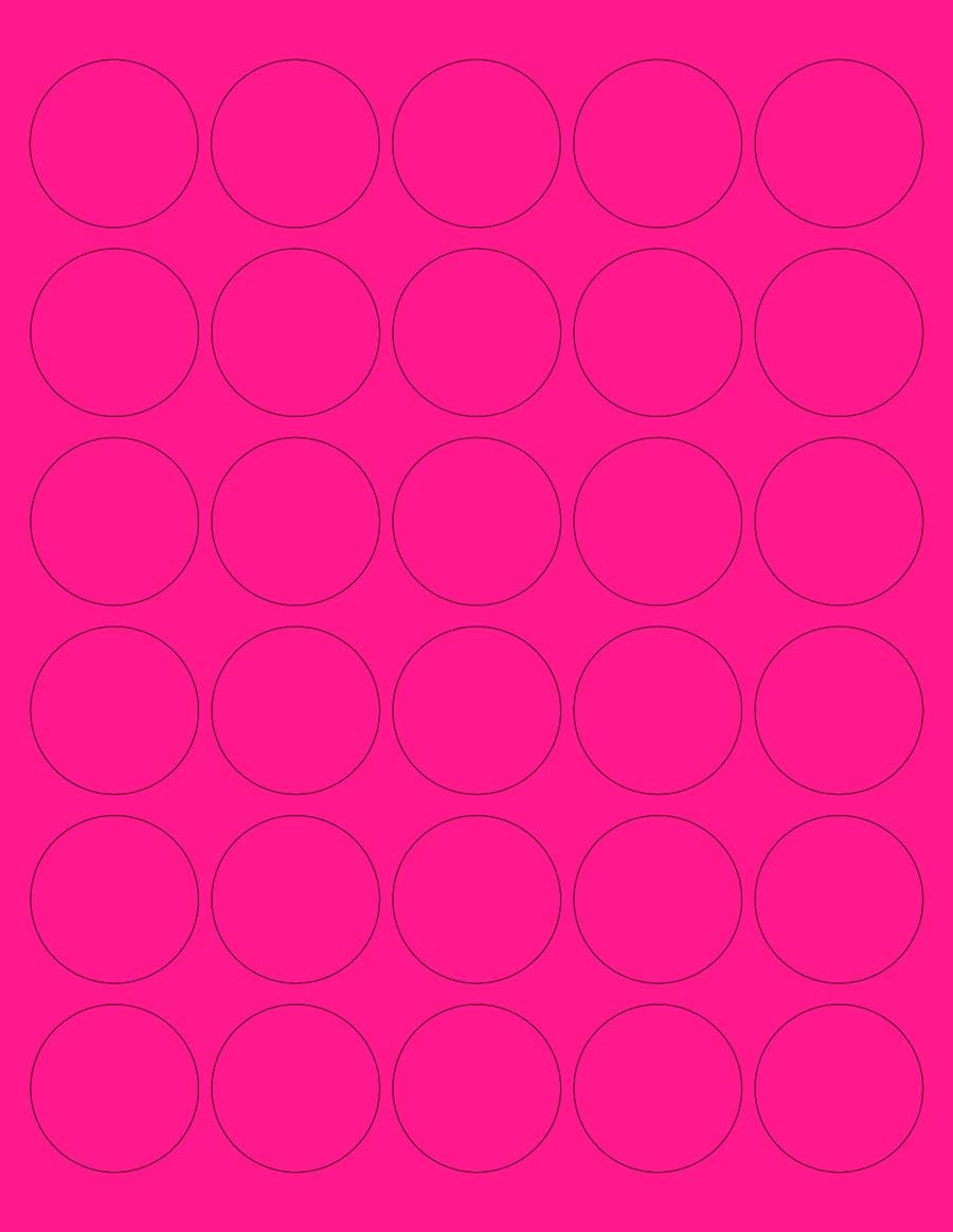 NextDayLabels - 8-1/2 x 11 Neon Color High Light Fluorescent Labels for Laser & Inkjet Printer (Pink Fluorescent, 1.5" Round - 30 Per Page | 3000 Labels)