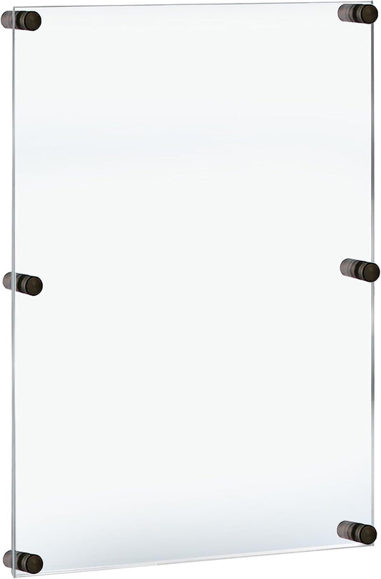 Azar Displays 105540-BLK Acrylic Floating Double Panel Wall Frame,30" x 40" Graphic Size, Overall Frame Size: 34" x 44", Black