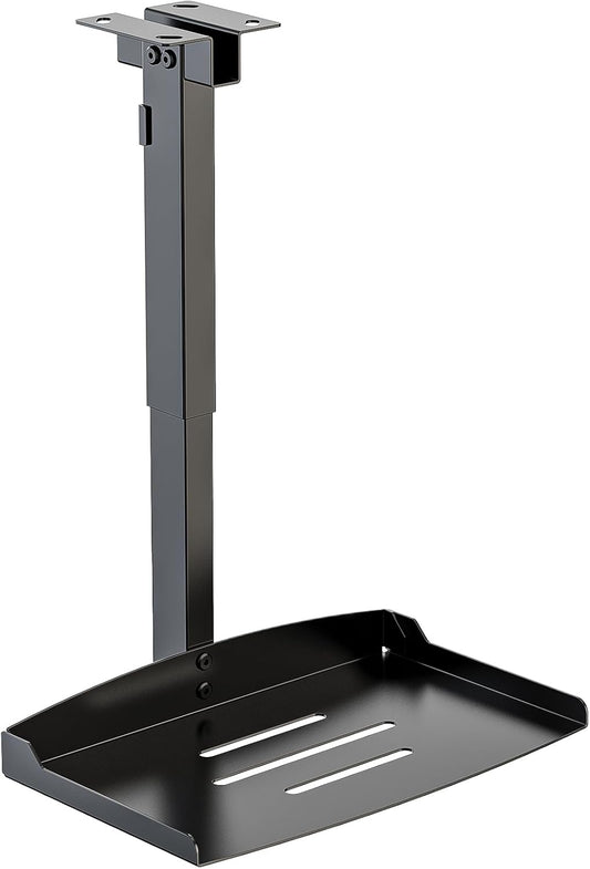 WALI Projector Ceiling Mount Tray，Projector Wall Mount Holds up to 22lbs, Height Adjustable Universal Projectors Mount, No Hole Installation, Hidden Cable Routing, Black(PM-005-B)