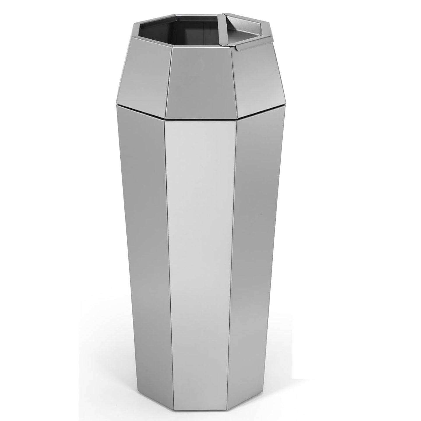 Dyna-Living Commercial Heavy-Duty Trash Cans Outdoor Garbage Can with Lid Large Trash Cans with Inside Cabinet for Patio, Silver Stainless Steel Garbage Can Commercial Indoor Trash Bin for Lobby