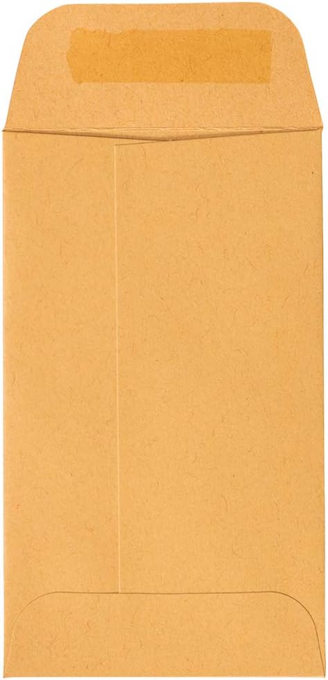 JAM PAPER #3 Coin Business Commercial Envelopes with Peel and Seal Closure - 2 1/2 x 4 1/4 - Brown Kraft Manila - Bulk 250/Box