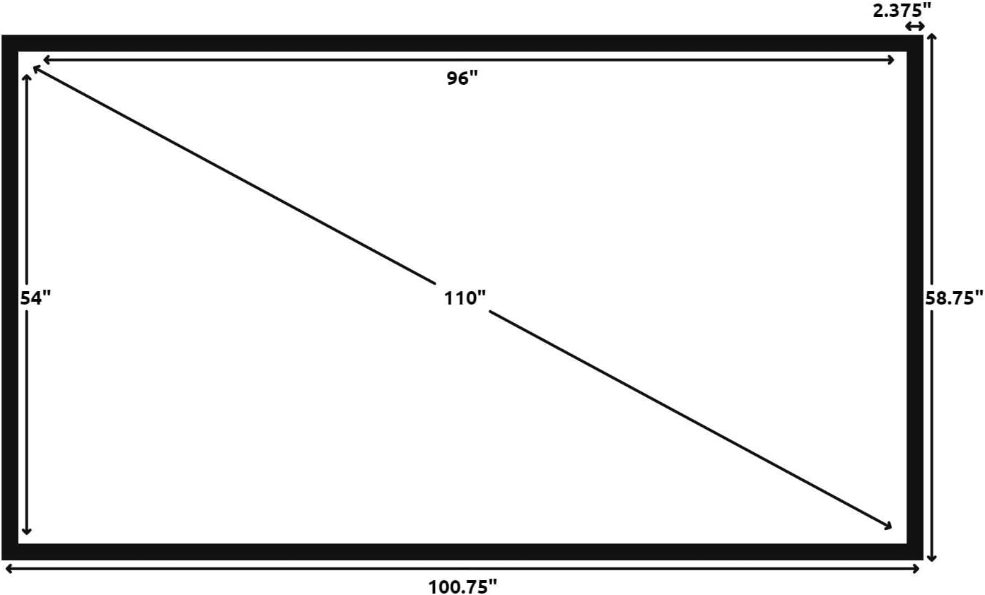 Silver Ticket Products STR Series 6 Piece Home Theater Fixed Frame 4K / 8K Ultra HD, HDTV, HDR & Active 3D Movie Projection Screen, 16:9 Format, 110" Diagonal, High Contrast Material STR-169110-HC