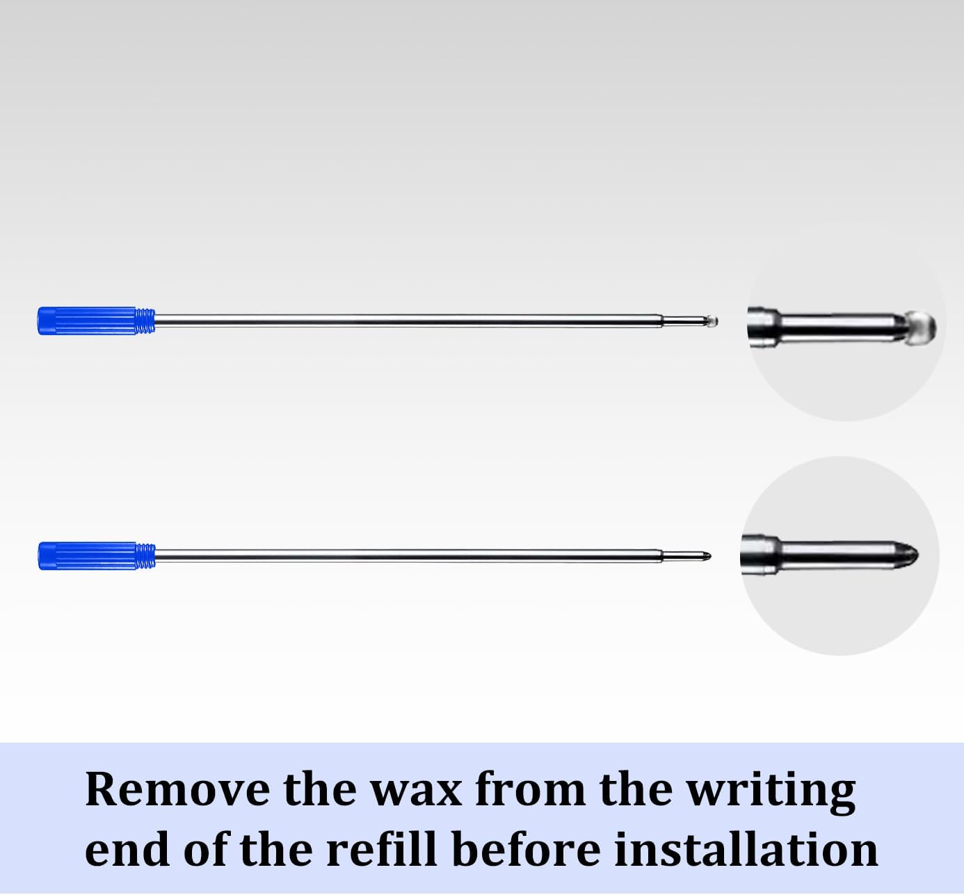 Blue Ink Refills (10pcs), Replaceable Pens Refills, 1mm Medium Tip - Blue