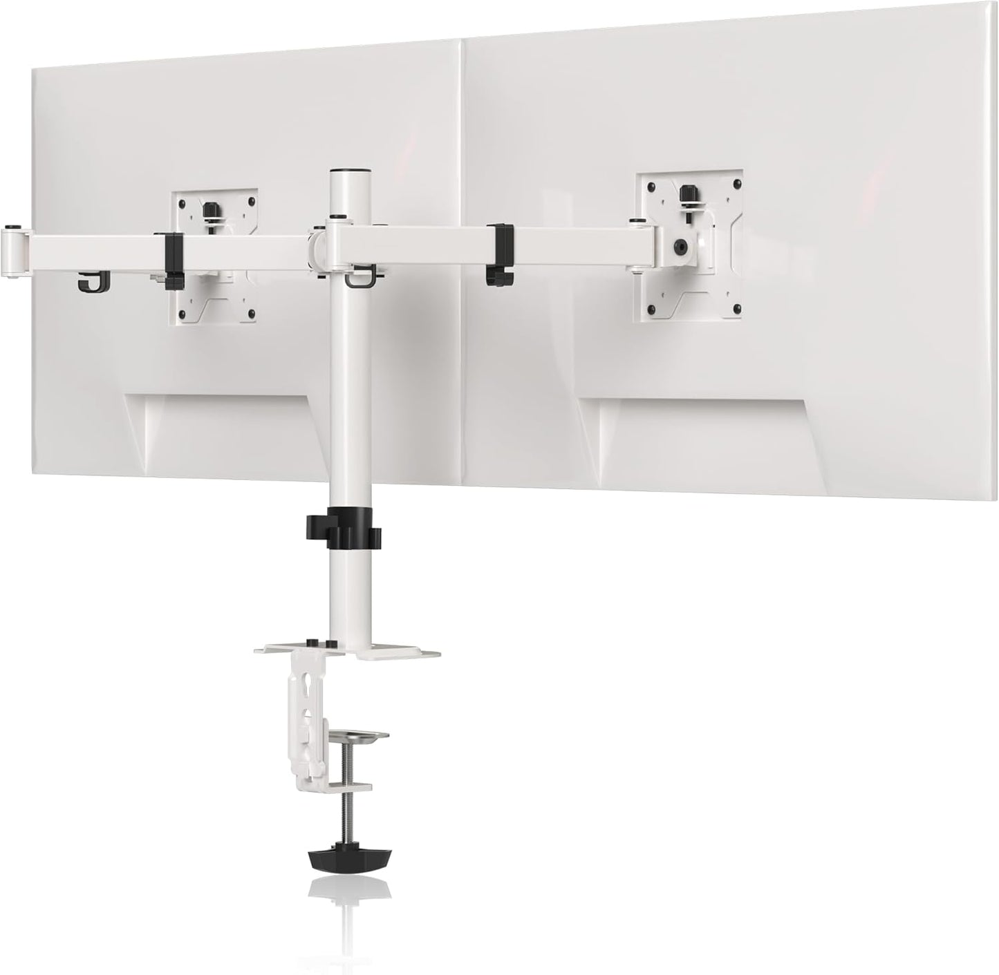 Pholiten Dual Monitor Stand, Heavy Duty Adjustable Monitor Arm Desk Mount for 2 Screens up to 42Inches, Tilt, Swivel, Rotate, Supports Tilt, Swivel, Rotate, Supports 22 lbs per Arm,White