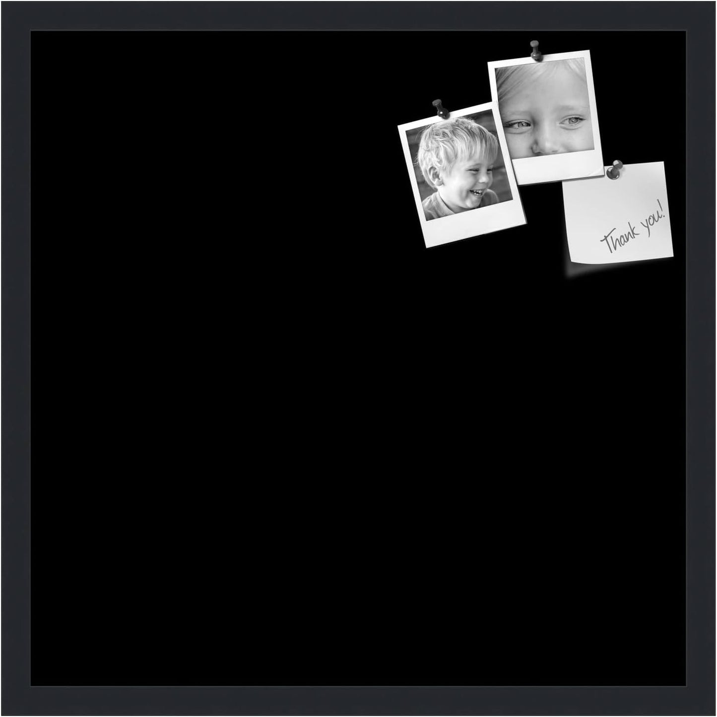 PinPix 22x22 Inch Cork Bulletin Board. This Decorative Framed Pin Board Comes with Solid Black Design and a Satin Black Frame. Ideal for Home Office Decor or Message Board (PinPix-622)