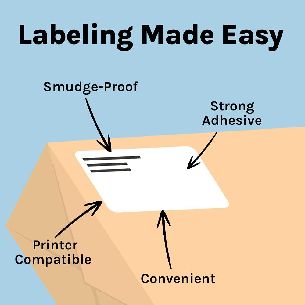 Premium Label Supply White Sticker Shipping Labels – 4" x 5" – Laser/Inkjet Compatible – (4 per Sheet), 500 Sheets - 2,000 Total Adhesive Labels