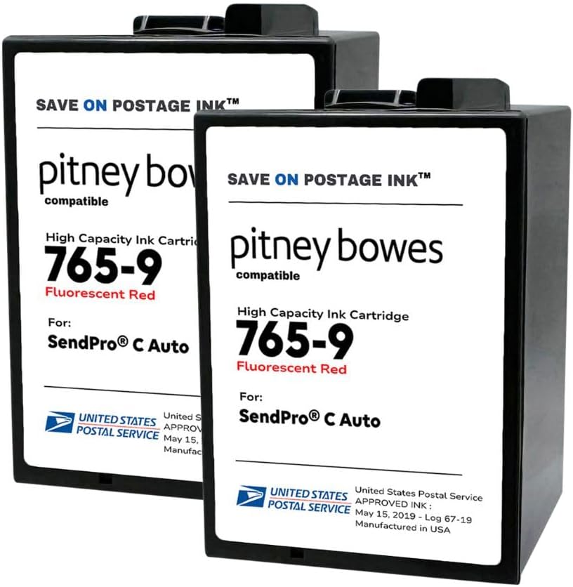 Save On Postage Ink 765-9 Compatible PB 765-9 SendPro MailStation Postage Meter Ink - Compatible PB Postage Meter Ink Cartridge for DM 300c, 400c, 450c and 475c | 2 Pack