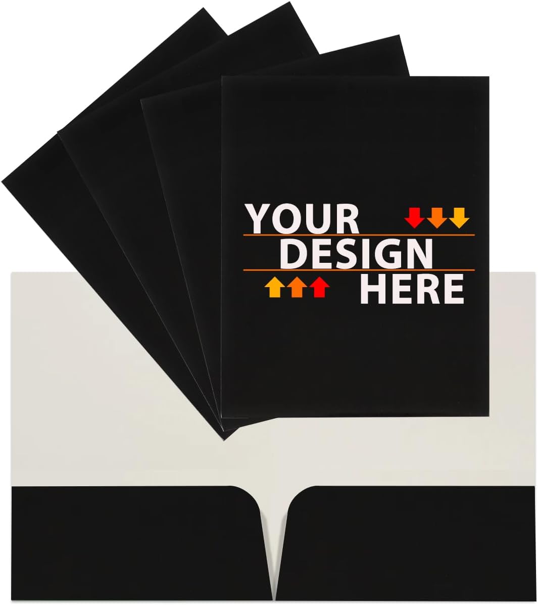JAM PAPER Custom Printed Semi-Gloss Folders with Round Corner Pockets - Personalized Logo & Text - 12pt C1S - Black - 250/Pack