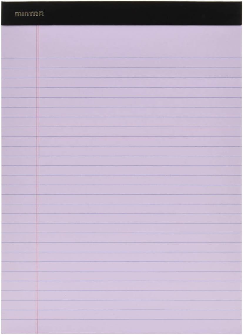 Mintra Office Legal Pads, ((Basic 6pk - (Pastel Version #2), 8.5in x 11in, Wide Ruled))