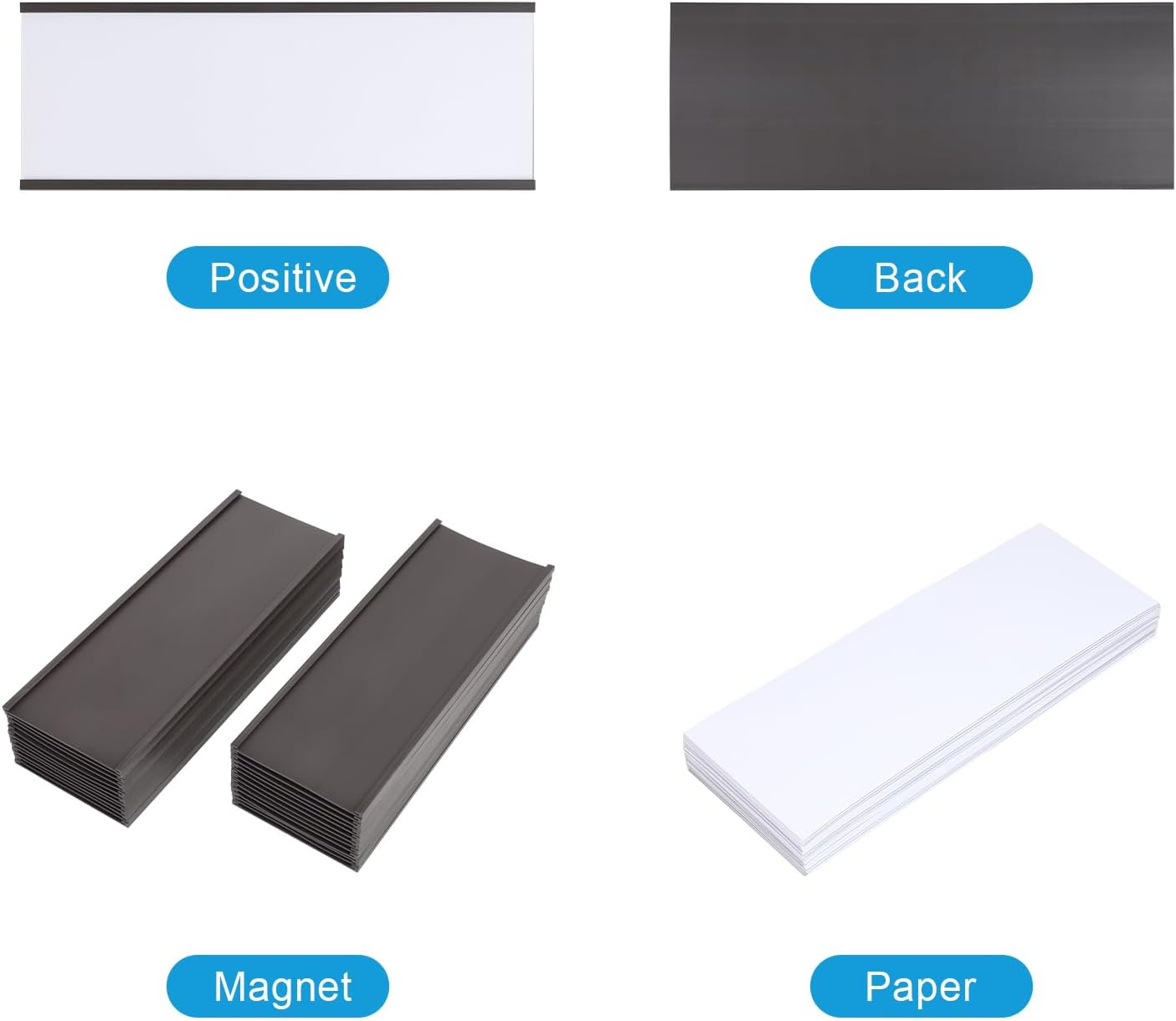 Eeoyu Magnetic Label Holders with Magnets Magnetic Data Card Holders with Clear Plastic Protectors for Metal Shelf, Whiteboard, Set of 30 (3 x 8 Inch)